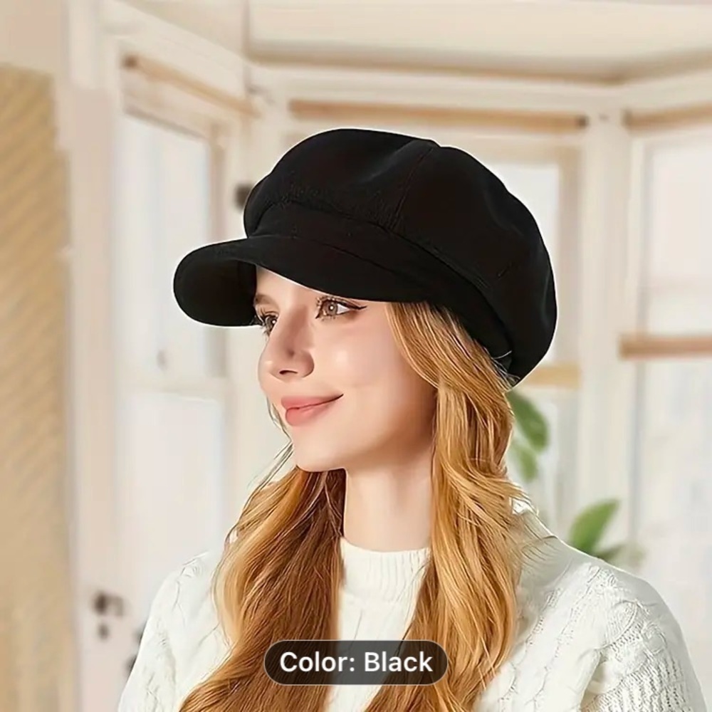 New Newsboy Hat Black - Picture 3 of 7